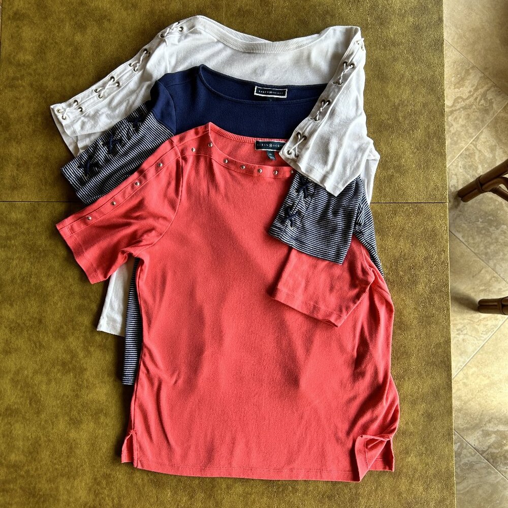 3 Karen Scott XL Boatneck T-shirts with Elbow Length Sleeves